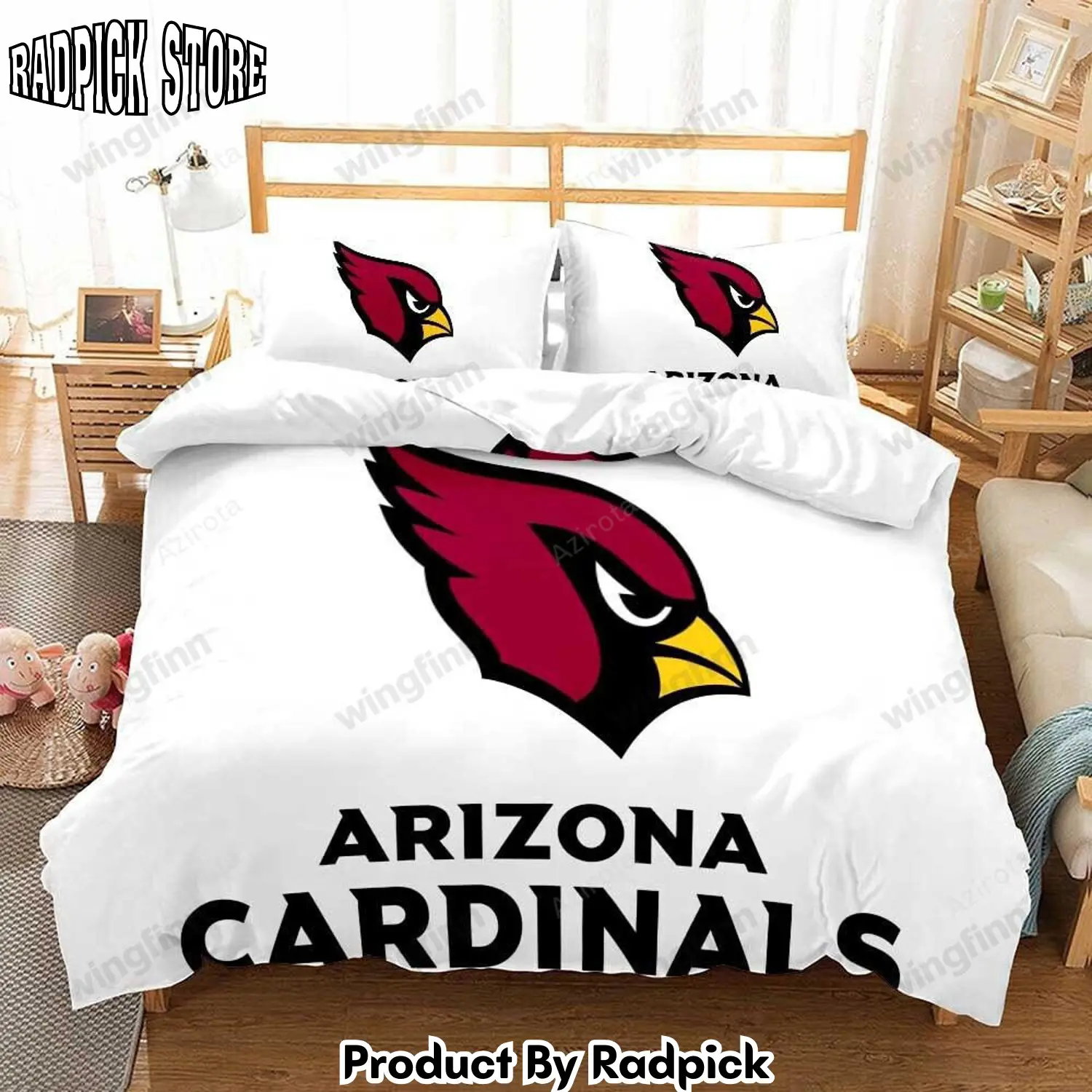 Radpick arizona cardinals 3pcs bedding set duvet cover and pillow cases 1484 rp3278709